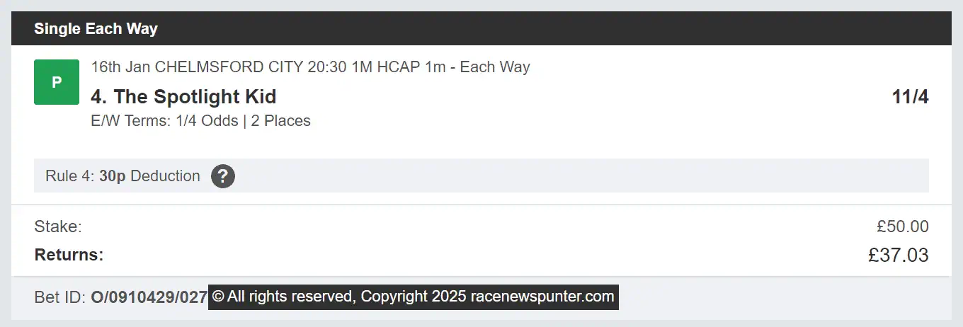 Race Winners Elite - Winner 1 - 2025-01-16
