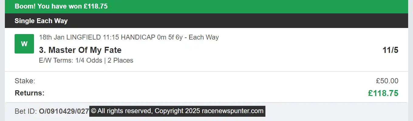 Race Winners Elite - Winner 1 - 2025-01-18