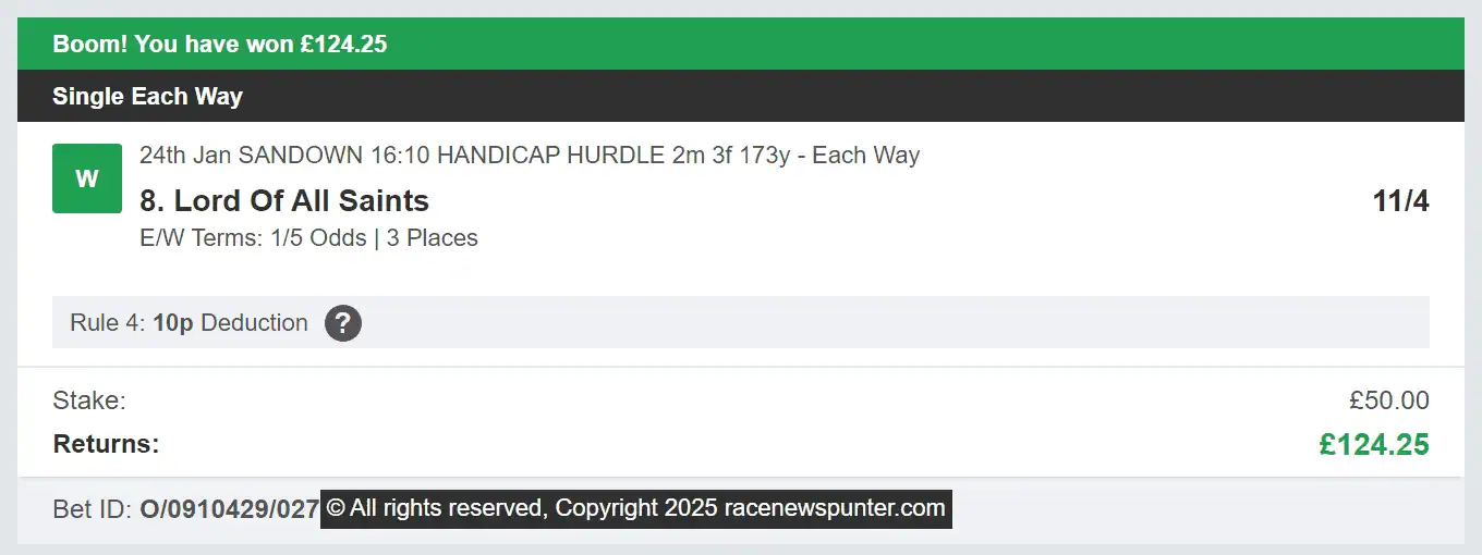 Race Winners Elite - Winner 1 - 2025-01-24